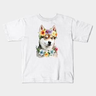 Husky flower Kids T-Shirt